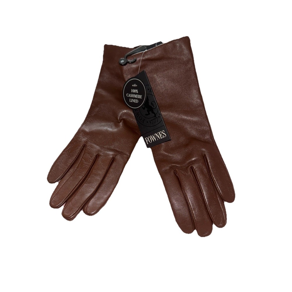 FOWNES BROTHERS Saddle Leather Above the Wrist Cashmere Lined Gloves Size 8‎